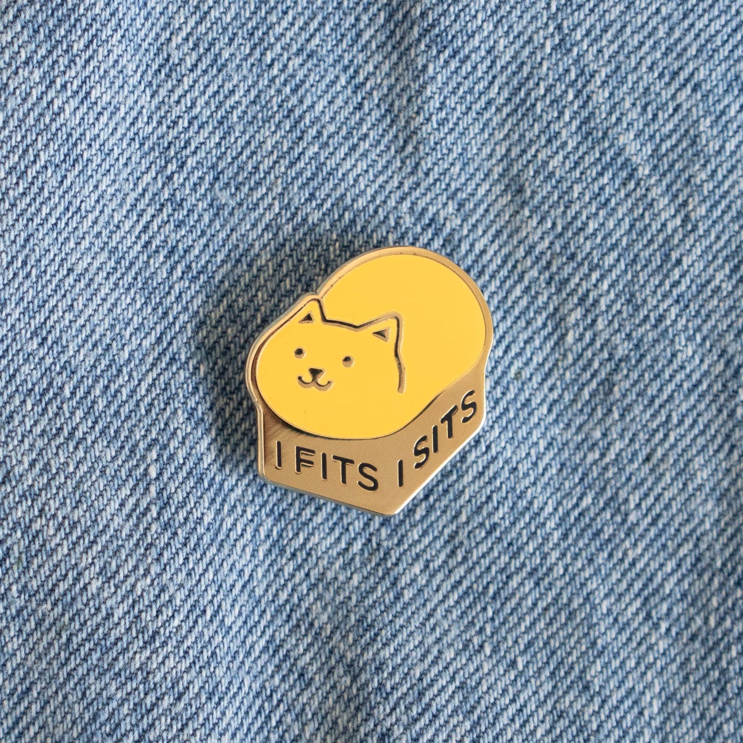 I Fits I Sits Box Cat Enamel Pin (Orange Cat)