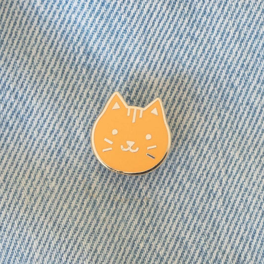 Orange Kitty Cat Head Enamel Pin