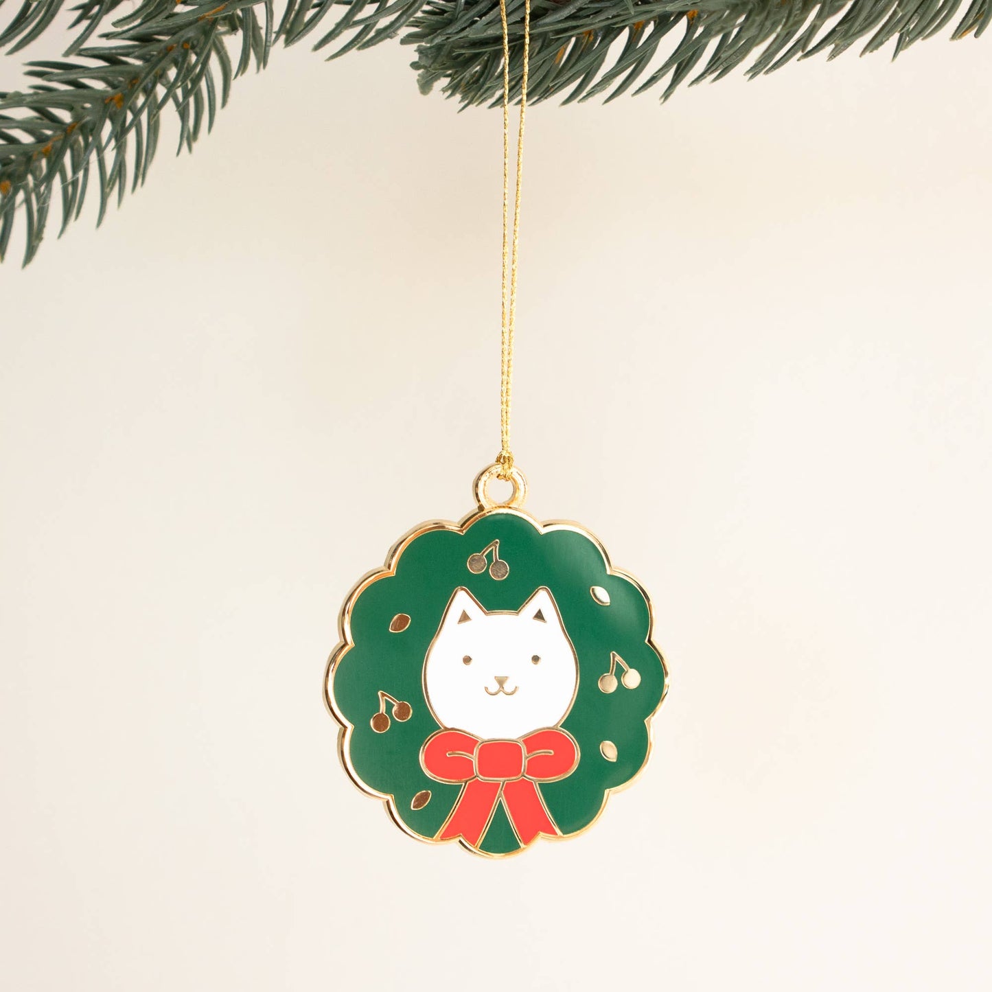 Wreath Cat Ornament