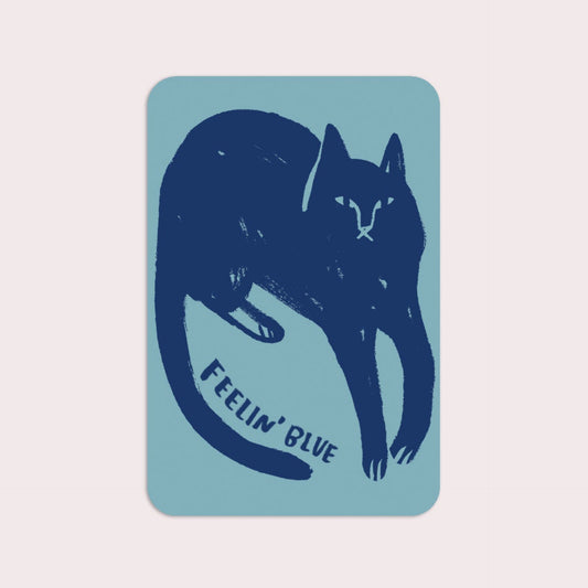 Feelin’ Blue Vinyl Cat Sticker